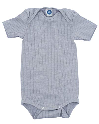Cosilana Babybody Kurzarm 91052 BW/Wolle/Seide (Natur, 62-68) im Sale