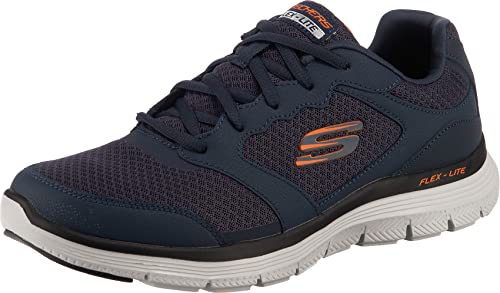 Skechers Herren Flex Advantage 4.0 Sneaker, Navy Leather Mesh Pu Trim, 45 EU im Sale