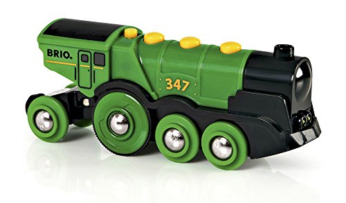 BRIO World 33593 Grüner Gustav elektrische Lok - Batterie-Lokomotive mit Licht & Sound - Kleinkinderspielzeug empfohlen ab 3 Jahren im Sale