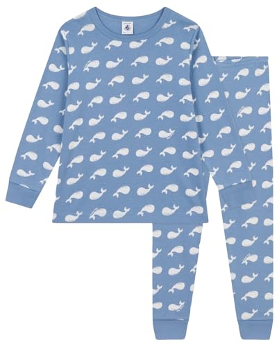 Petit Bateau A0B5C Langarm-Pyjama Jungen Beach/Marshmallow 5 Jahre im Sale
