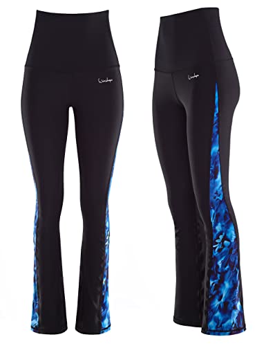 WINSHAPE Damen Winshape Bchwl109 Women's Functional Boot Cut High Waist Blue Rainflowers Leggings, Blue Rainflowers, XXL EU im Sale