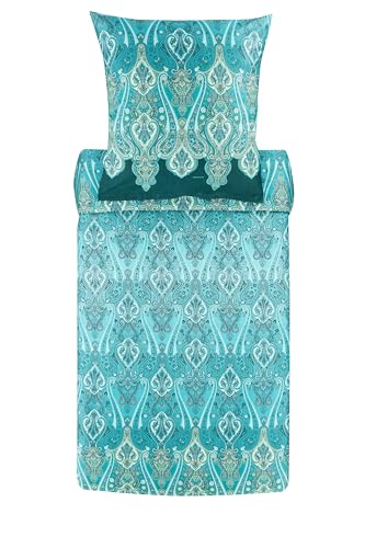 Bassetti RAGUSA bed linen + 1 pillowcase made of 100% cotton satin in the color fir green V1, dimensions: 135x200 + 1 pillowcase 80x80 cm - 9325839 on sale