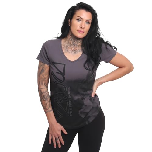 Yakuza Damen Float Curved V-Neck T-Shirt, Weiß, im Sale