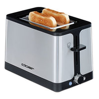 Thumbnail for Cloer 3609 toaster, 900 W, for 2 slices of toast, defrost function, integrated bun warmer, lifting device, heat-insulated, matt stainless steel housing