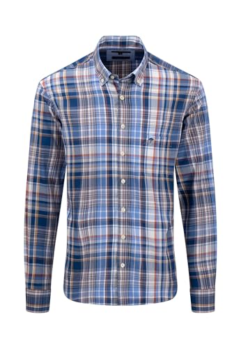 FYNCH-HATTON Casual cotton shirt with check pattern Orient red/ on sale