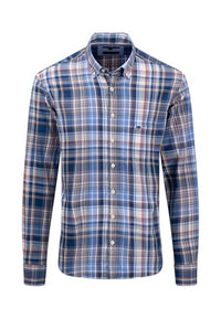 Thumbnail for FYNCH-HATTON Casual cotton shirt with check pattern Orient red/ on sale
