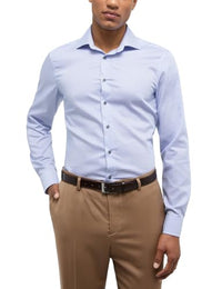 Thumbnail for ETERNA Slim Fit Hemd Langarm New Kent Kragen Muster blau im Sale