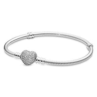 Thumbnail for PANDORA Moments Schlangen-Gliederarmband mit Funklendem Herz-Verschluss Sterling Silber, Cubic Zirkonia 590727CZ-18 im Sale