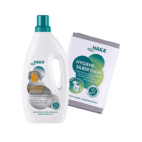 HAKA Set sportswear ultra-fresh, detergent + cloth, against sweat and bacteria