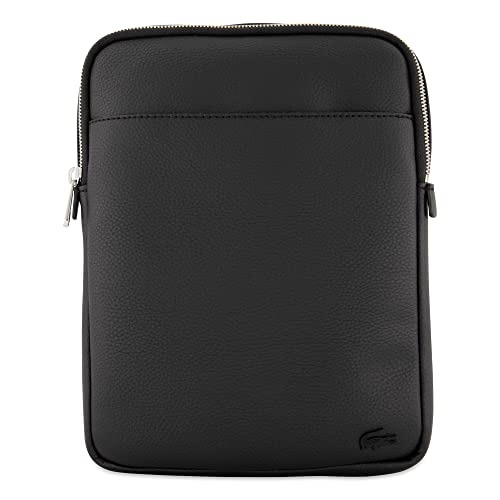 Lacoste Herren Umhängetasche Flat Crossover Bag,Lederimitat (100% PVC), Handtasche Schultertasche,SCHWARZ (000),Einheitsgröße (One Size) im Sale