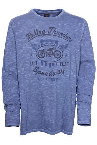 Kitaro T Shirt Longsleeve Herren Langarm Hemd Rundhals Baumwolle Extra Lang Tall, Farbe:blau, Herrengrößen:XXT im Sale