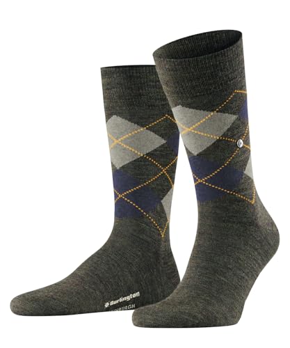 Burlington Herren Socken Edinburgh Melange So Wolle gemustert 1 Paar, Grün Manganese Blue 7923, 40-46 im Sale