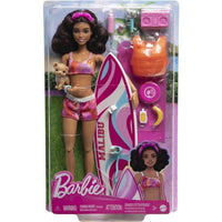 Thumbnail for Barbie - Surfer-Puppe mit Surfbrett und Hündchen, Handtuch und Radio für Strandabenteuer und Geschichtenerzählen, Clips und Knöchelriemen für realistisches Wellenreiten, ab 3 Jahren, HPL69 im Sale