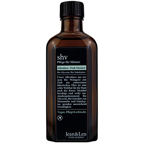Jean &amp; Len After Shave Fresh Menthol, nourishes and refreshes the skin after shaving, pleasant cooling effect, anti-inflammatory, aftershave for men, parabens &amp; silicone-free, vegan, 100 ml