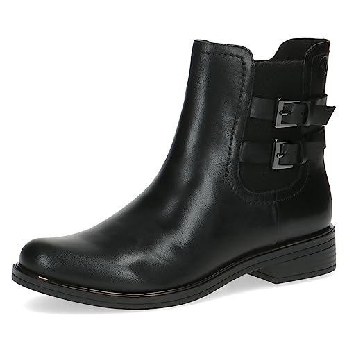 CAPRICE Women's Leather Chelsea Boots with Buckles and Zipper Width G, Black (Black Nappa), EU on Sale