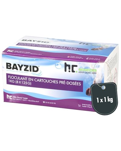 Höfer Chemie Bayzid Flockkartusche Pool 4 x 1kg - Flockungsmittel Pool - Filtert Verunreinigungen in Pool & Schwimmbad mit Sandfilteranlagen - Einfache Dosierung im Sale