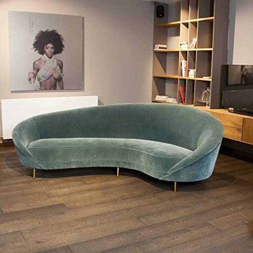 Eichholtz Sofa Provocateur Cameron Fabric Deep Turquoise Feet Metal Gold Shiny on Sale