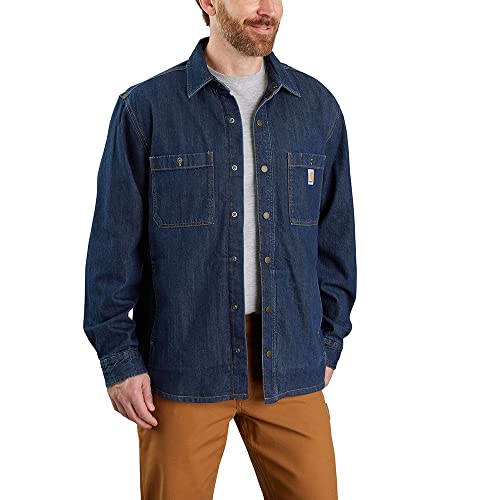 Carhartt Herren Relaxed Fit Denim Fleece Lined Snap-Front Work Utility Button Down Shirt, Glacier,  EU im Sale