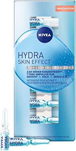 NIVEA Hydra Skin Effect 7 Tage Ampullen Kur (7 x 1 ml), hochkonzentrierte Gesichtspflege Kur für sichtbar aufgepolsterte Haut, Gesichtskur mit purem Hyaluron [HA] im Sale