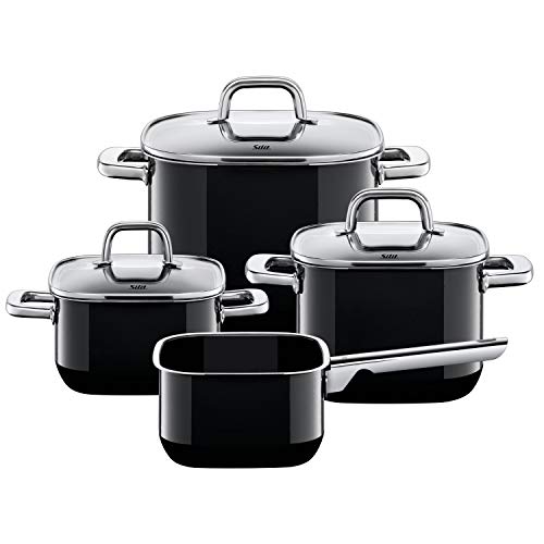 Silit Quadro Black 4-piece induction cookware set, cooking pot set with glass lid, Silargan functional ceramic, nickel-free induction cookware set, black on sale