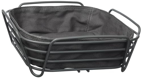 blomus -DELARA- Brotkorb Size L, quadratisch, herausnehmbare Stofftasche, stilvolles Design, 26 x 26 cm, Farbe Magnet (64072) im Sale