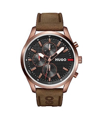 Thumbnail for HUGO Multi Dial Quartz Watch for Men with Brown Leather Strap - 1530162 on Sale