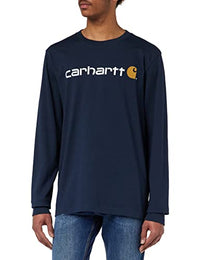 Thumbnail for Carhartt, Herren, Lockeres, schweres, langärmliges T-Shirt mit Logo-Grafik, Marineblau, im Sale