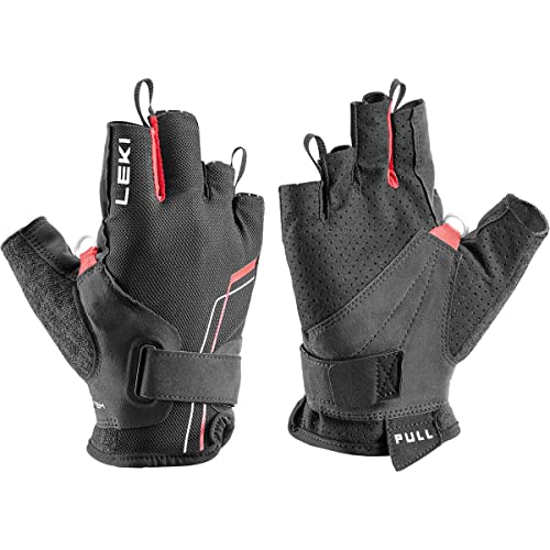 LEKI Nordic Breeze Shark Short Schwarz - Atmungsaktiver elastischer Nordic Kurzfinger-Handschuh, Größe 8 - Farbe Black - im Sale
