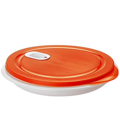 Rotho  Clever Mikrowellenteller 1.2l mit Deckel und Unterteilung, Kunststoff (PP) BPA-frei, weiss/rot, 1.2l (26.0 x 26.0 x 4.8 cm) im Sale