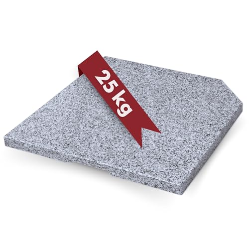 Doppler 1x granite plate 25kg | Weight plate 50x50x4cm for parasols with a maximum diameter of 300cm | Weatherproof natural stone base with recessed grip | Parasol stand for cantilever parasols on sale