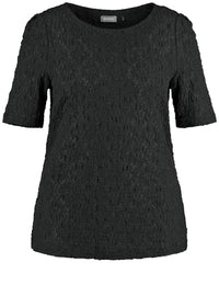 Thumbnail for Samoon Damen Spitzenshirt mit Bubble-Effekt halber Arm unifarben Black 50 im Sale