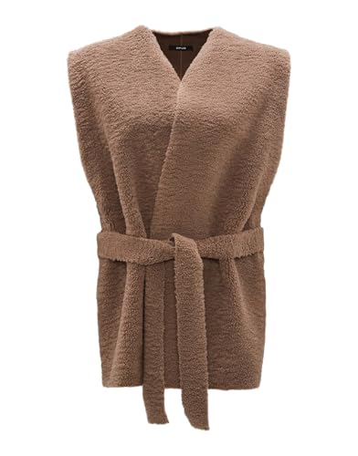 OPUS Damen Weste | Weste Asofta cape Loose aus flauschigem Teddyfell cocoa, 0 im Sale
