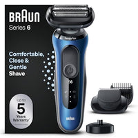 Thumbnail for Braun Series 6 Men's Electric Razor with EasyClick Attachment, Electric Shaver & Beard Trimmer, Charging Station, SensoFlex, Wet & Dry, Rechargeable & Cordless, 61-B4500cs, Blue on Sale