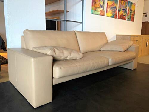 Erpo Sofa Classics 100 Leder 43.450 Beige mit Armlehnkissen im Sale