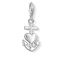 Thumbnail for Thomas Sabo Damen Charm-Anhänger Kreuz Herz Anker Glaube Liebe Hoffnung Charm Club 925 Sterling Silber 0083-001-12 im Sale