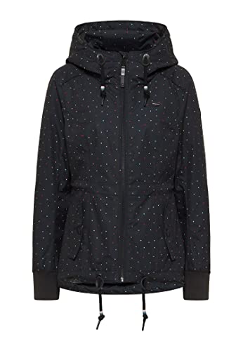 Ragwear DANKKA DOTS Damen Frauen Übergangsjacke,Jacke,Übergangsjacke mit Kapuze,tailliert,Schwarz, im Sale