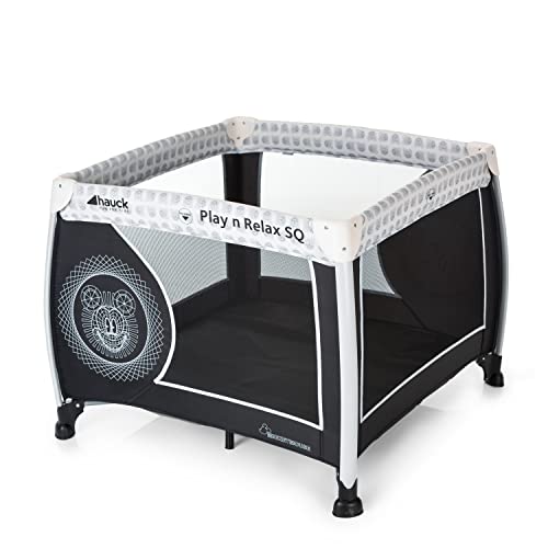 Hauck Disney Laufstall Play N Relax SQ / Reisebett für Babys und Kinder / ab Geburt bis 15 kg / Quadratisch 90 x 90 cm / Kompakt Faltbar / Inkl. Trage Tasche / Mickey Cool Vibes / Schwarz im Sale