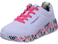 Thumbnail for Skechers Girls Uno Lite Lovely Luv Sneaker, White Synthetic H. Pink Trim, 32 EU on sale