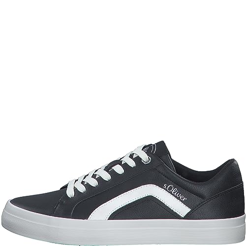 s.Oliver Herren Sneaker flach aus Kunstleder Freizeit Schwarz (Black), 43 im Sale