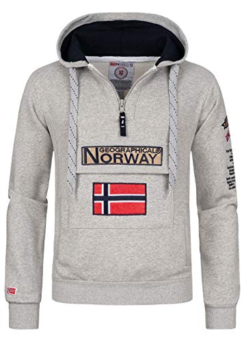 Geographical Norway Gymclass Men - Men's Kangaroo Pocket Hoodie - Sweatshirt Logo Pullover Hoody Warm Long Sleeve - Ideal Men's Gift Spring Summer Autumn Winter (Light Gray S) on sale