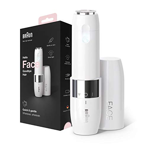Braun Face Mini Hair Remover, electric facial hair remover for women, small shaver for quick and gentle shaving of the upper lip, chin, and cheeks, for on the go, with Smartlight, FS1000, white on sale