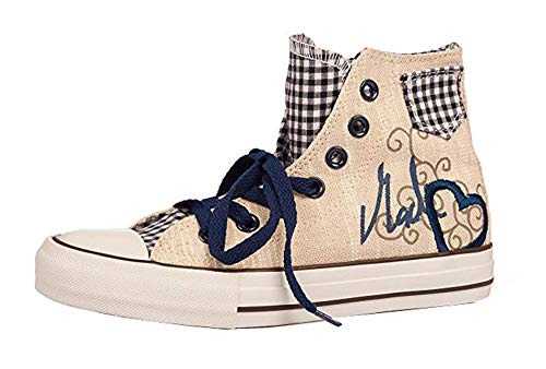 Krüger Dirndl Trachten Damen Sneaker - KARO-MADL - blau, rot, im Sale