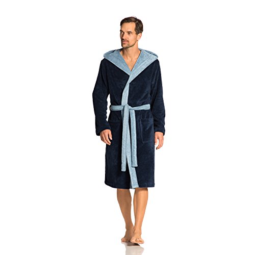 Vossen Unisex Bademantel Poppy, Einfarbig, Gr. 46 (L), Blau (winternight) im Sale