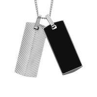 Thumbnail for Fossil Herrenhalskette aus Edelstahl mit Karabinerverschluss Dog tag, Silber und Schwarz im Sale