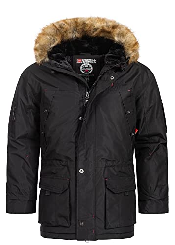 Geographical Norway Abiosaure Men Distribrands - Männliche wasserdichte warme Jacke - Outdoor Pelzmantel mit Kapuze - Outdoor Windjacke - Winterjacke - Outdoor Futter im Sale