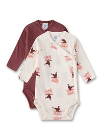 Thumbnail for Sanetta Wickelbody Langarm (Doppelpack) Off-White und Rosa | Nachhaltiger und süßer Wickelbody für Mädchen aus Bio-Baumwolle. Inhalt: 2er Set Baby Wickelbody 062 im Sale