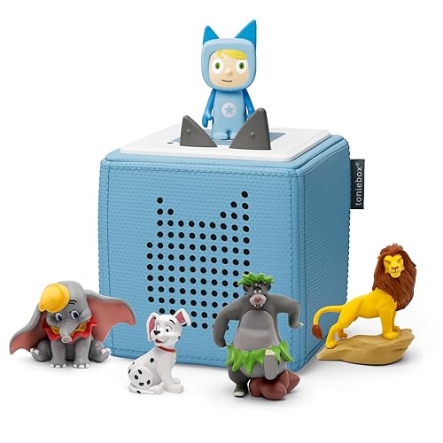 Toniebox Extrapack – Toniebox Starterset Blau mit Kreativtonie + 4 x Disney Tierische Helden Hörfiguren, Audioplayer für Hörbücher und Lieder, kabellose Musikbox mit Disney Hörspiel im Sale