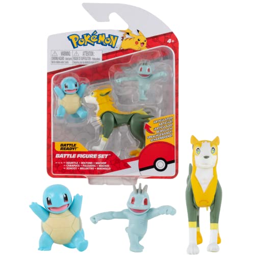 Pokemon Figures 3-Pack Bolt and Machop &amp; Squirtle – 5-8 cm Pokémon Figures – Newest Wave 2022 – Officially Licensed Toys on Sale