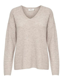 Thumbnail for ONLY Damen Warmer Strickpullover | Knitted Basic Stretch Sweater | Langarm V-Ausschnitt Shirt ONLCAMILLA, Farben:Beige, im Sale