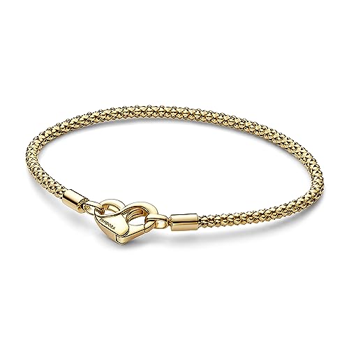 PANDORA Moments Studded Chain Armband aus Sterling Silber mit 14 Karat vergoldete Metalllegierung, Kompatibel Moments, im Sale